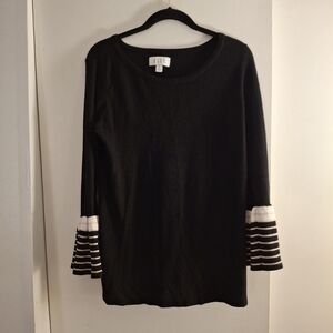 Elle Black Knit Top With Flutter Sleeves